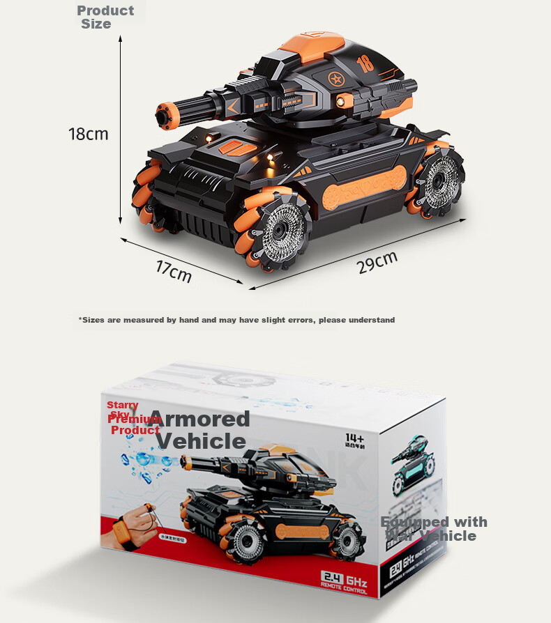 Xingyayoupin Children's Toy, Remote Control Car Tank Water Bomb Vehicle, Four-Wheel Drive Stunt Racing Car, Birthday Gift for Boys Aged 3-6 16