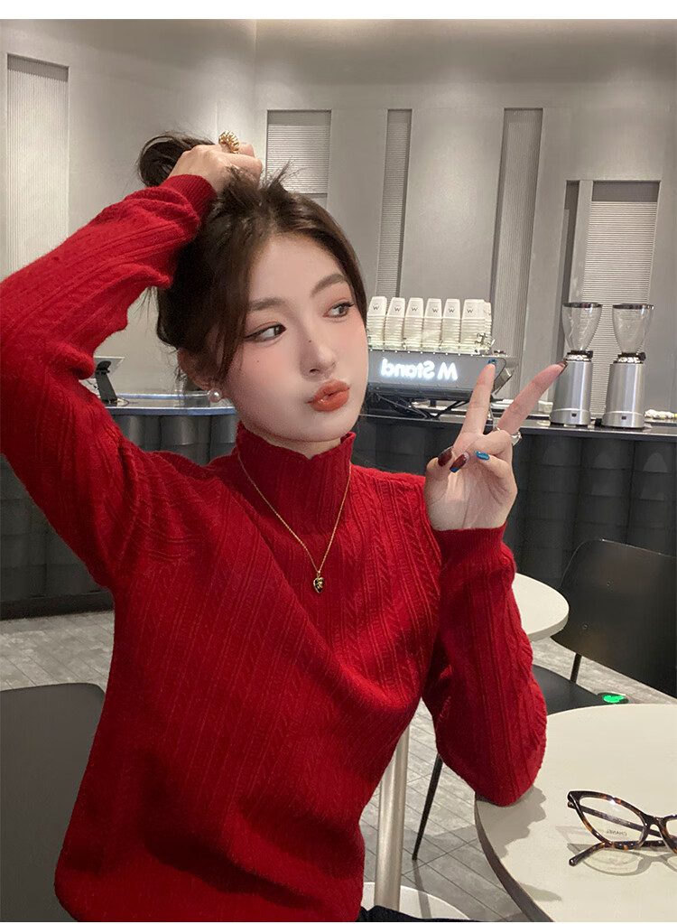 YUZHAOLIN Apricot Half Turtleneck Base Shirt Women's Little Chanel Style Inner Wear 2025 Autumn Winter New Sweater Knit Top 26