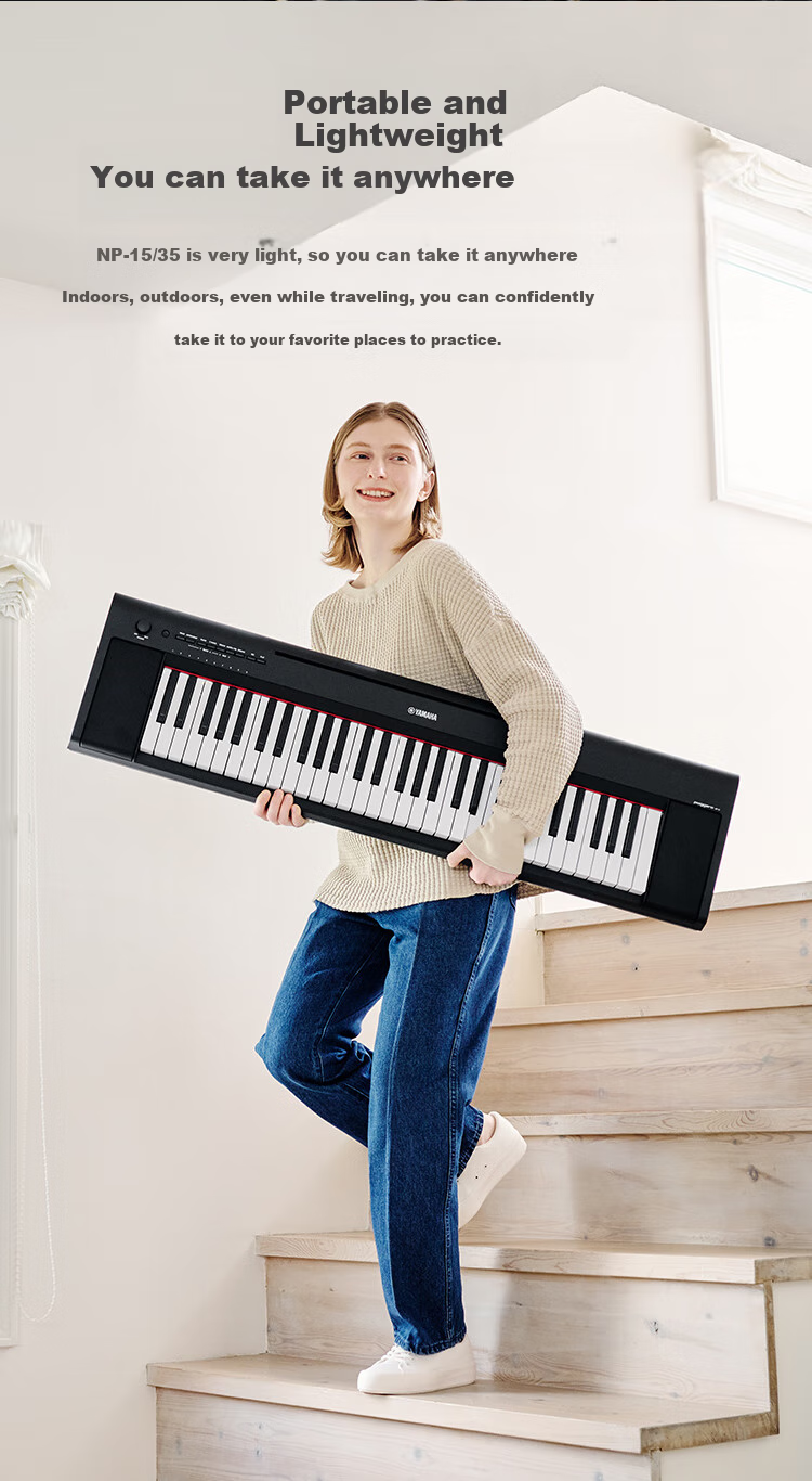YAMAHA Digital Piano, 76 Weighted Keys, Home Use for Beginners And Children's Teaching, NP35WH White + Wooden Stand + Complete Accessories 4