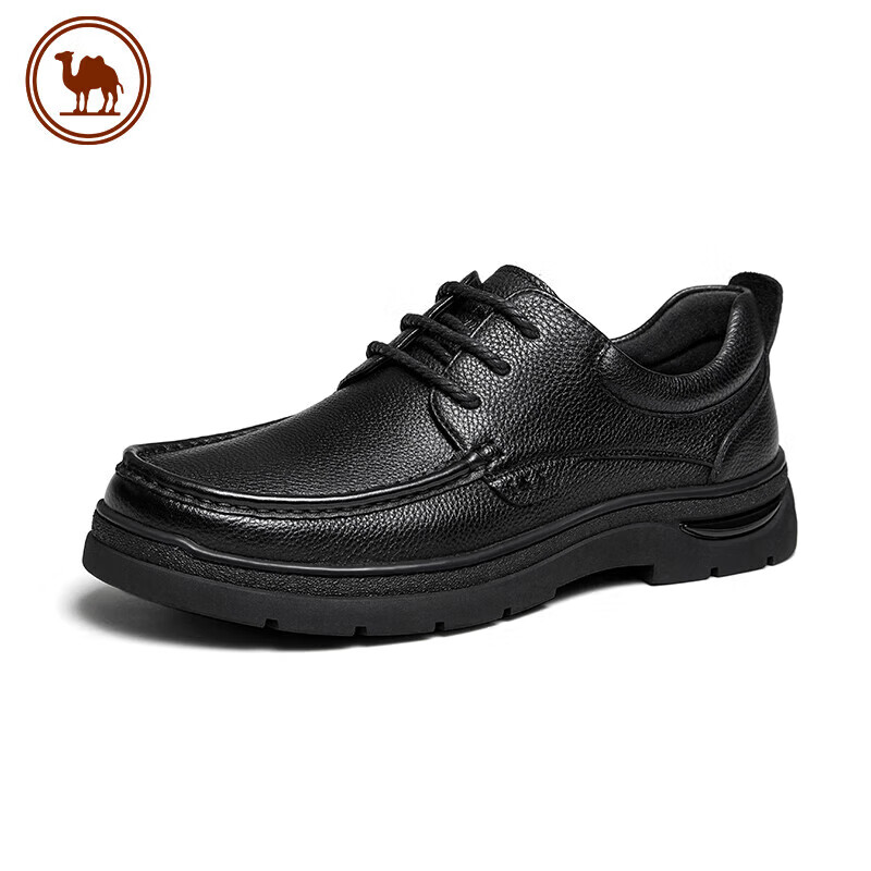 CAMEL Leather Shoes for Men, Business Casual Dad Cowhide Shoes, Soft Sole Comfortable Commuter P15A211018 Black Size 38