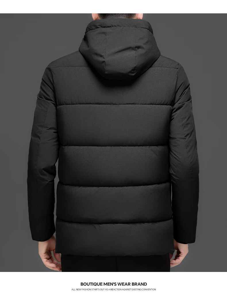 ROMON Men's Cotton Jacket Winter Coat Trendy Business Cotton-Padded Jacket Middle-Aged and Elderly Warm Cotton Coat Dad Style 2517 Black 4XL 17