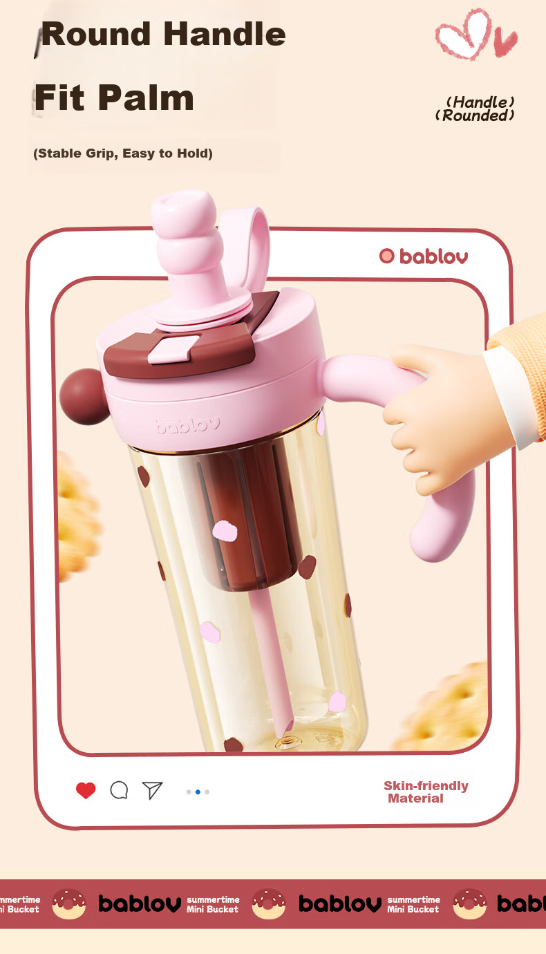 BABLOV Summer Plastic Water Bottle, Large Capacity Straw Cup, PPSU Material, Stylish Design for Women, Birthday Gift 12