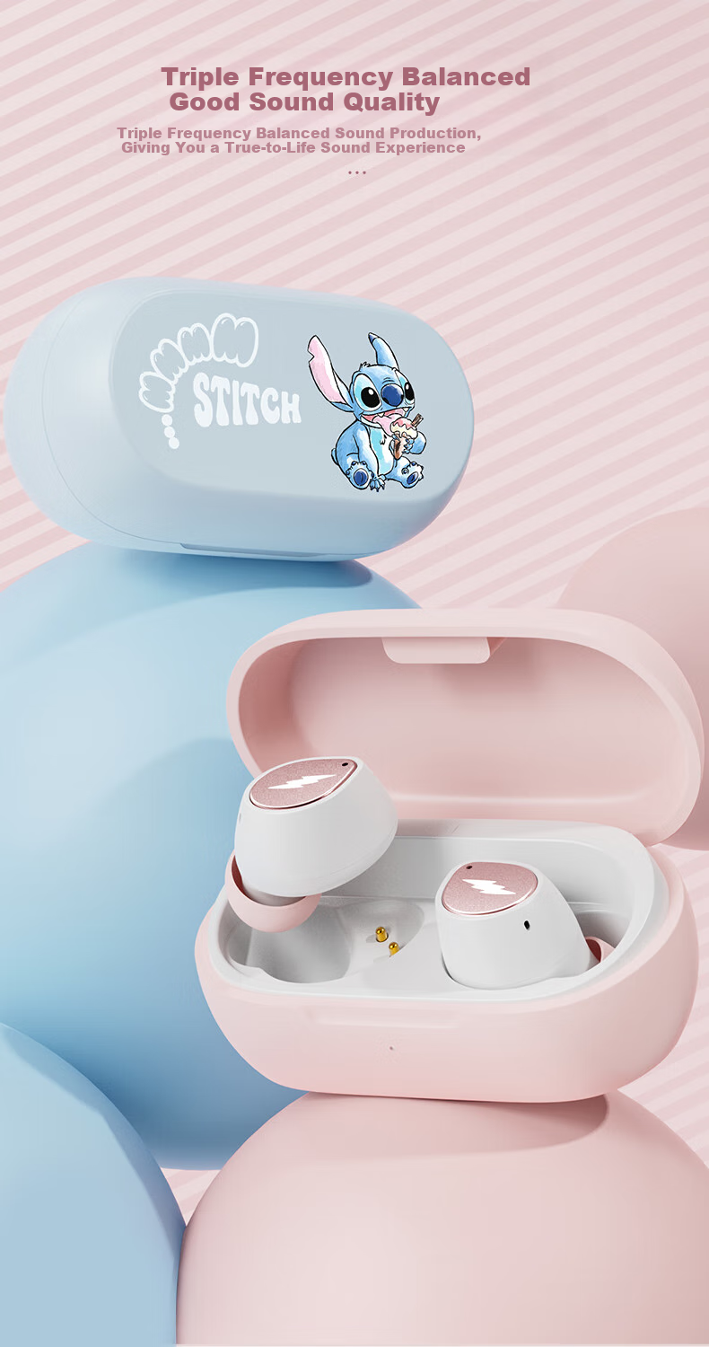 DISNEY True Wireless Bluetooth Earphones In-Ear Gaming Music Ultra-Long Battery Life Headphones 2025 New Model Couple Gift D29 Pink Angel Compatible with Apple Huawei Xiaomi 2