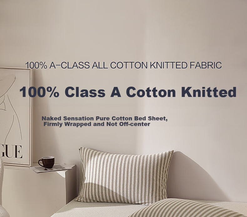 Shuixingjiafang Cotton Fitted Sheet, 100% Cotton Bed Cover, Class A Bedding, Knitted Cotton Mattress Protector, Protective Cover, 1.8x2 Meters 1