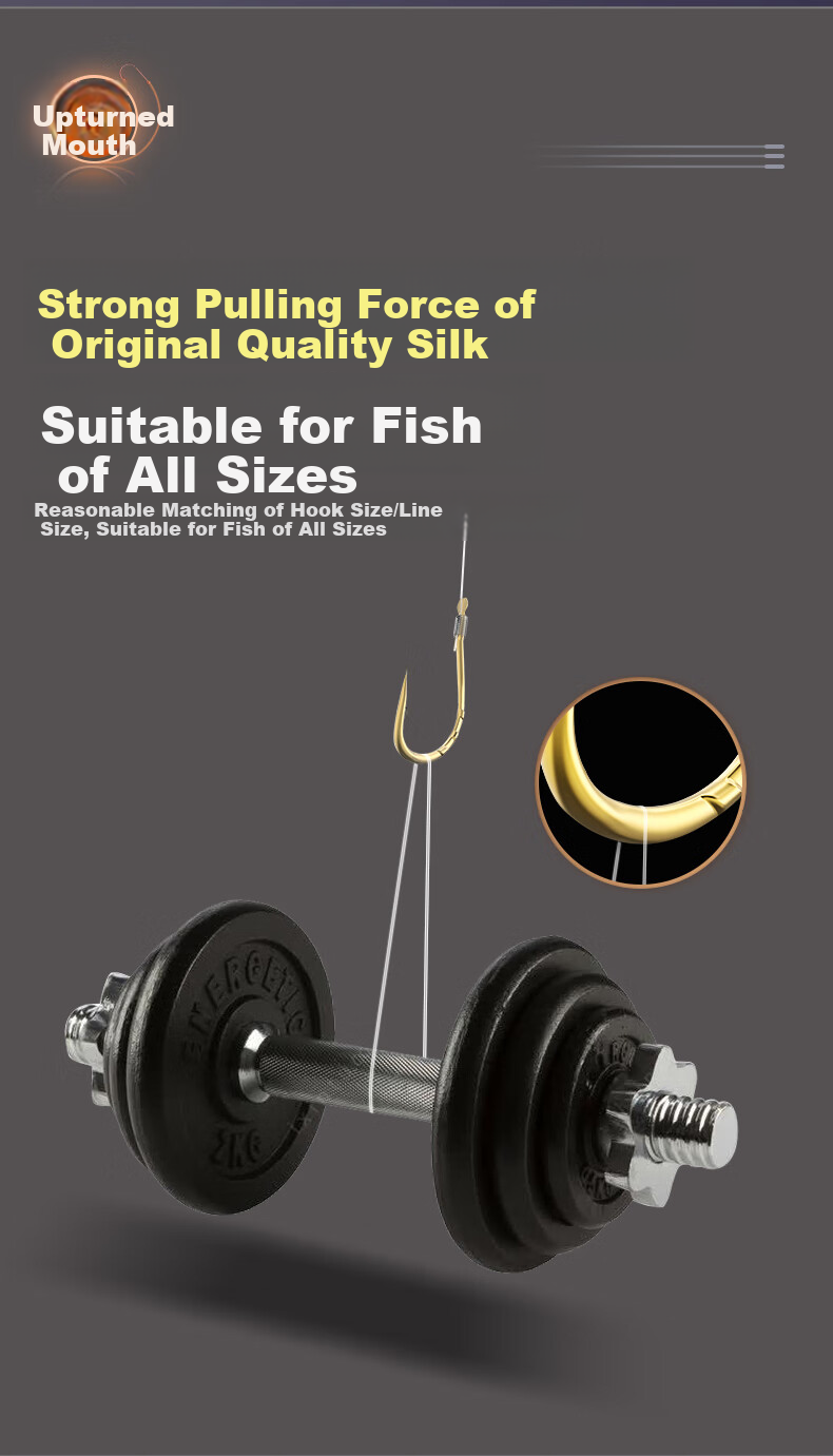 Minjianyiren Grass Carp Extended Leader Double Hook Improved Iseni Good Finished Bream Fish Hook for Big Game Fishing with Cor 7