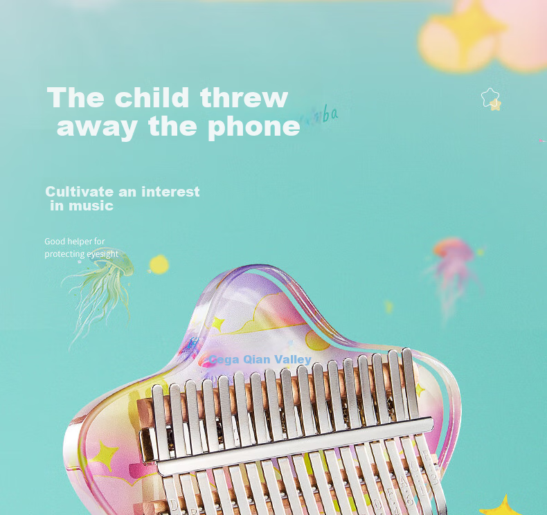 Qiangu 21-Key Kalimba, Acrylic Painted Cartoon Thumb Piano, Children's Musical Instrument, Christmas And Birthday Gift 3