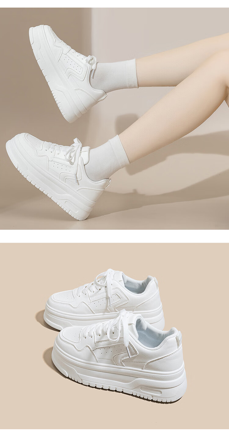 RENBEN 6CM Height Increasing White Sneakers Thick Sole Platform Shoes 2026 Trendy Versatile Student High-Value Chunky Casual Sports Shoes 11