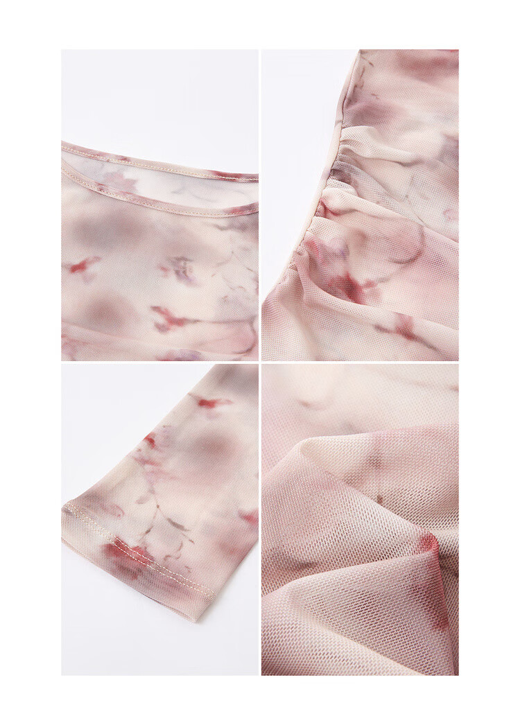 Demana [Floral Concerto] Spring Gentle Style Printed Round Neck Sleeveless Waist-Drawstring Stretch Long Dress for Women 4