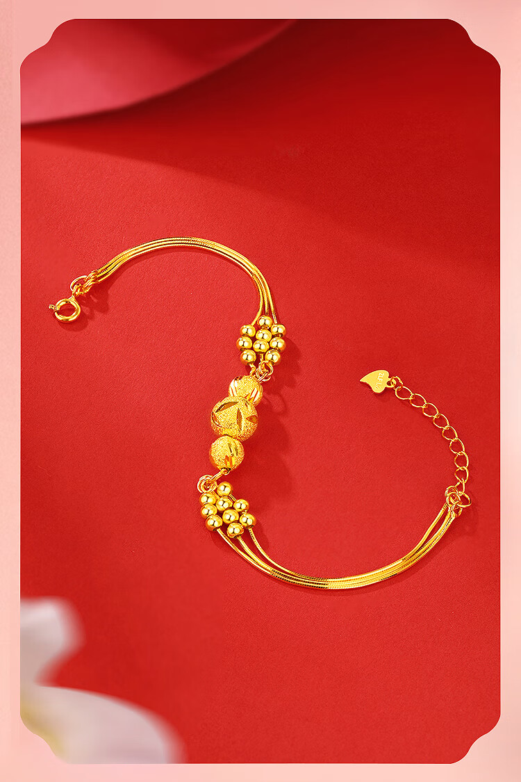 Jinliufu Jixiang Women's S925 Silver Bracelet, Three Lives Three Worlds Hand Jewelry, Filigree Bead, Pure Silver Ornament, Gift for Mom on Mother's Day 6