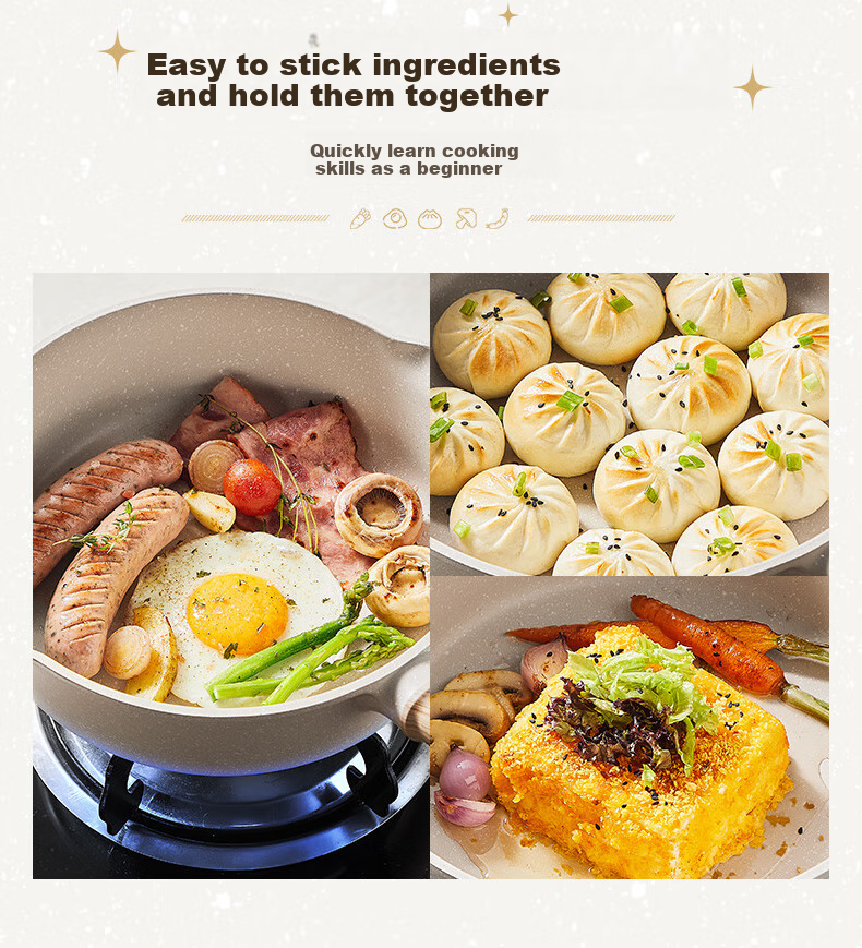 SUPOR Flat Bottom Pan, Star Stone Lightweight Cast Oil-Resistant Deep Frying Pan, Non-Stick Pan, 28cm, Compatible with Induction And Gas Stoves, EJ28LBP02 12