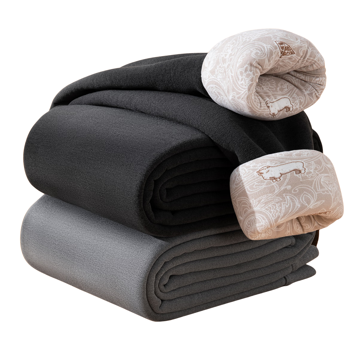 Modal 100% Wool Layered Full-Length Men's Thermal Fleece-Lined Thickened Autumn Winter Cold-Resistant Cotton Pants for Middle-Aged and Elderly