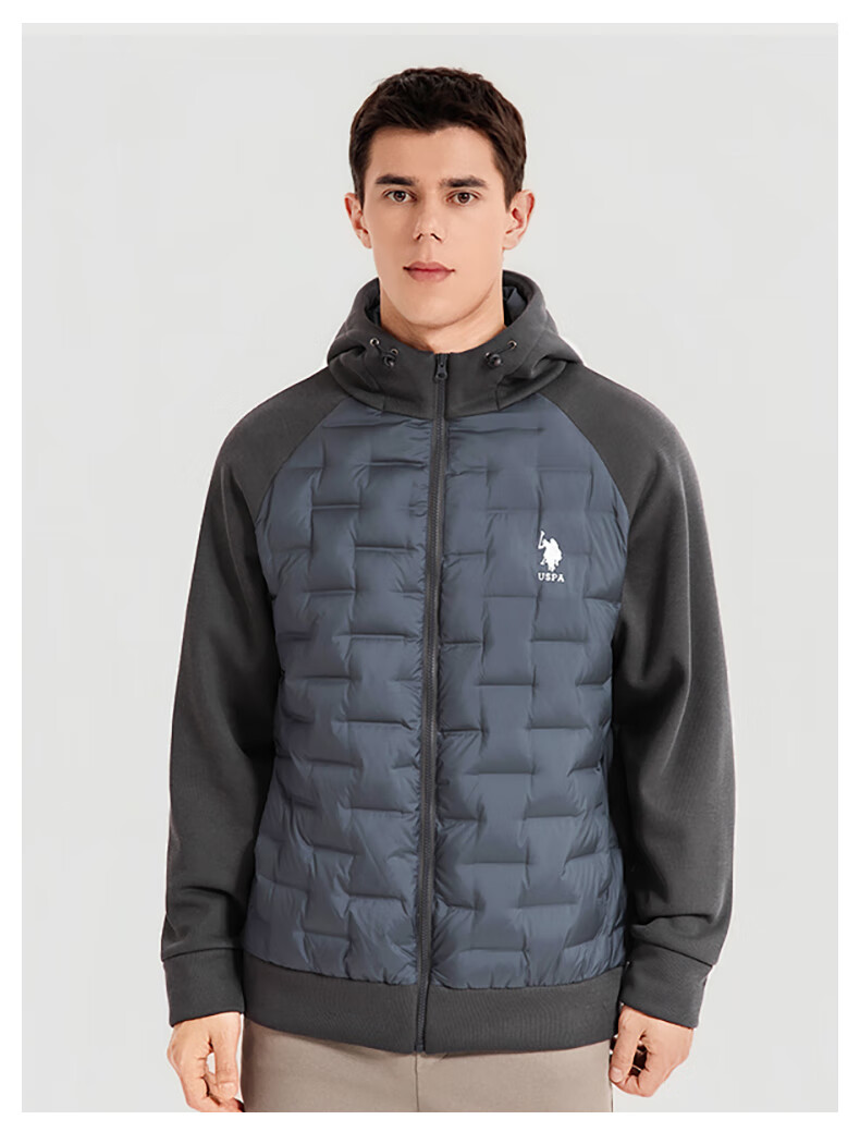 U.S. POLO ASSN. down Jacket, Autumn And Winter Men's Casual Warm Hooded Jacket, Men's Couple Sweatshirt Coat, Pearl White, XL 12