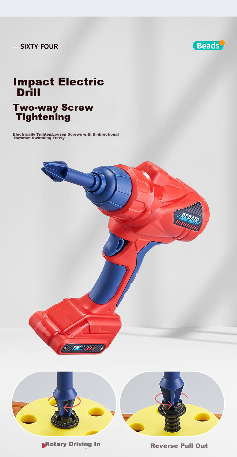 Babamama Children's Electric Screwdriver Toy for Boys, Power Drill Disassembly And Assembly Kit, Repair Tool Box, New Year Gift 5