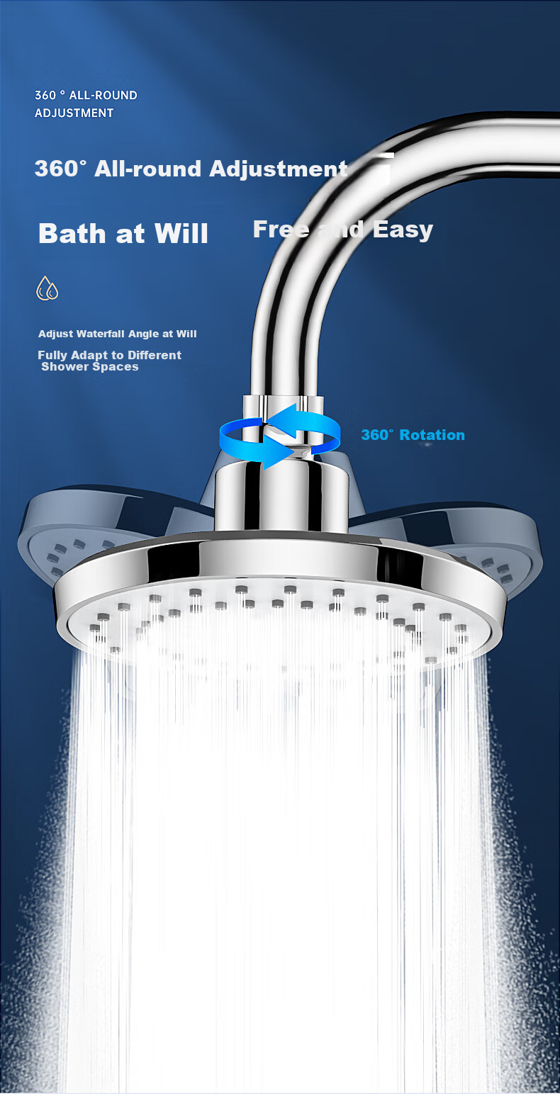 Muvi Shower Head, High-Pressure Shower Sprayer, Round Large Top Spray, Universal Accessory for Shower Systems 9