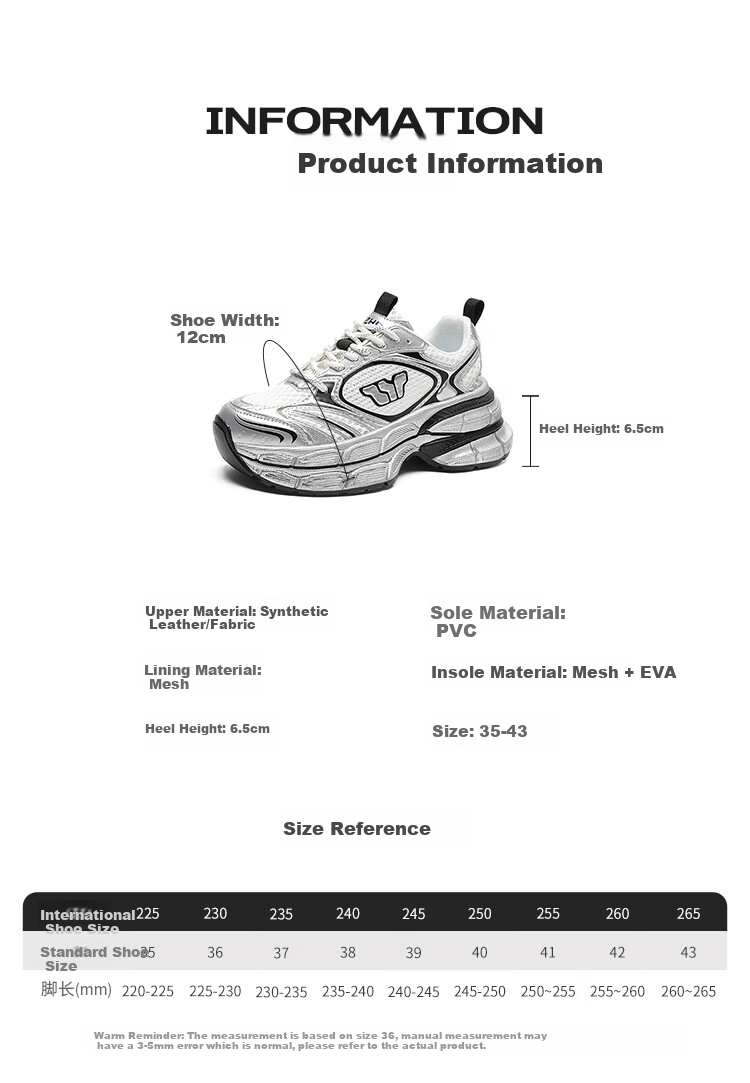 ZHR Celebrity-Style Chunky Dad Sneakers for Women, Lightweight Height-Increasing Women's Shoes, Sports Casual Shoes for Couples AS16 Silver Size 43 31