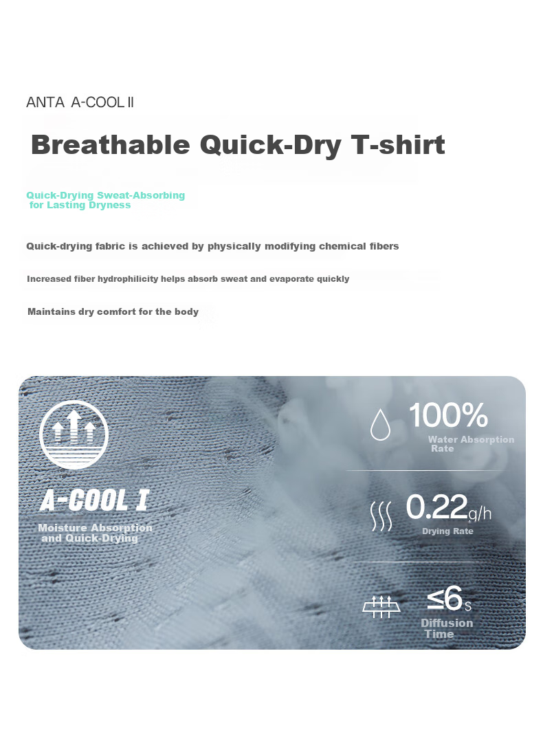 Anta Quick-Dry T-Shirt | Men's Short Sleeve Summer Moisture-Wicking Breathable Training Running Fitness Top 2
