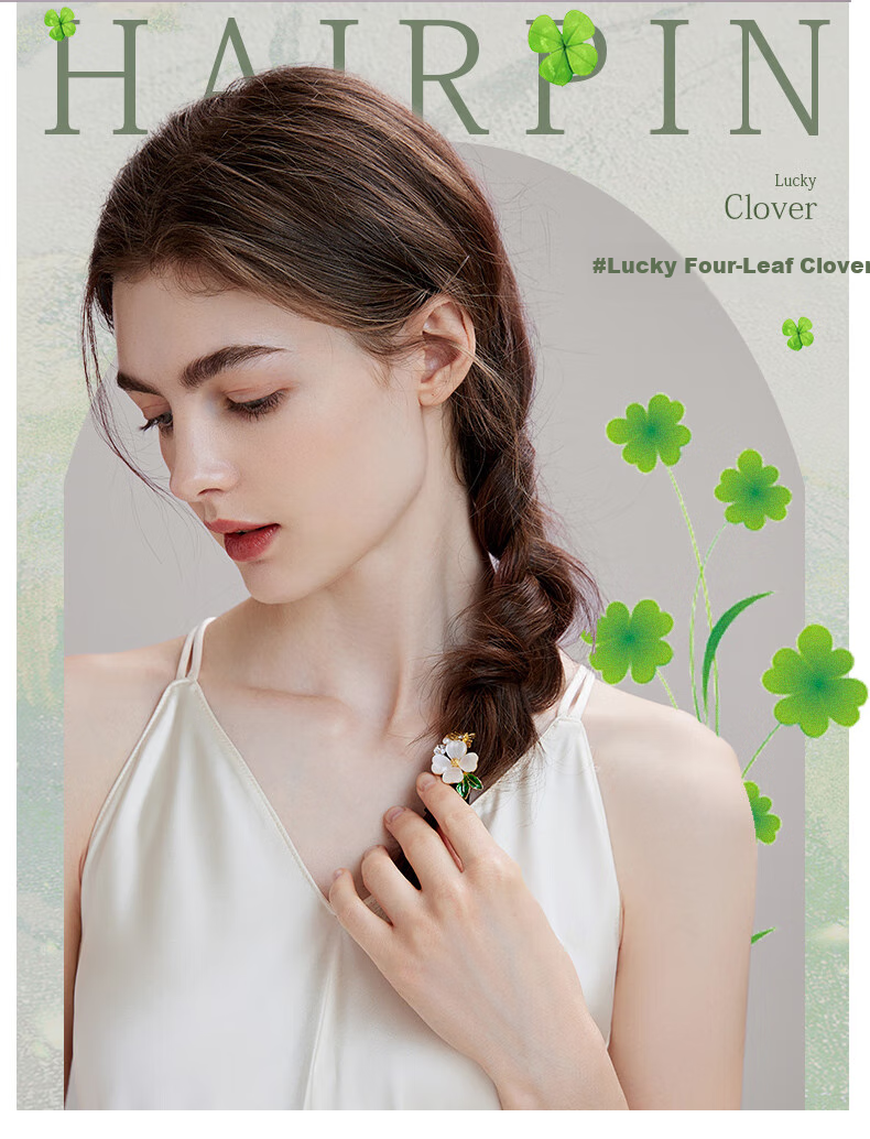 Royal Sasa Hair Accessories, Four-Leaf Clover Hair Tie, Elastic Band for Ponytail, High-Elasticity Hair Ties 1