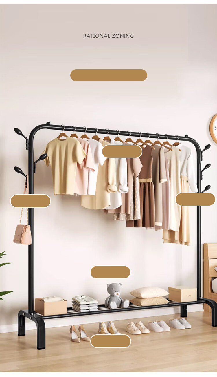 Huakaizhixing Clothes Drying Rack, Floor-Standing Drying Pole, Indoor Clothes Hanger, Balcony And Bedroom Drying Rack, Clothes Stand, YJ98 White, 1.5 Meters 4