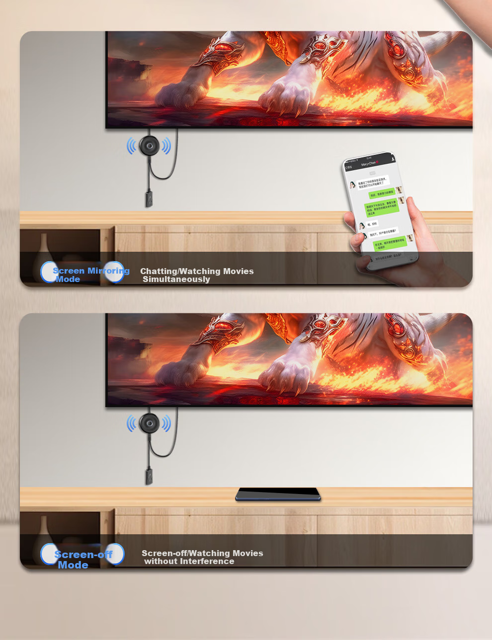 SDWS Wireless Screen Mirroring Device for Mobile Phones, HDMI Audio And Video Synchronization Transmitter, 4K HD Dual-Band Connector for Apple And Android Phones, Computers to Connect TV And Monitor SE89M 7