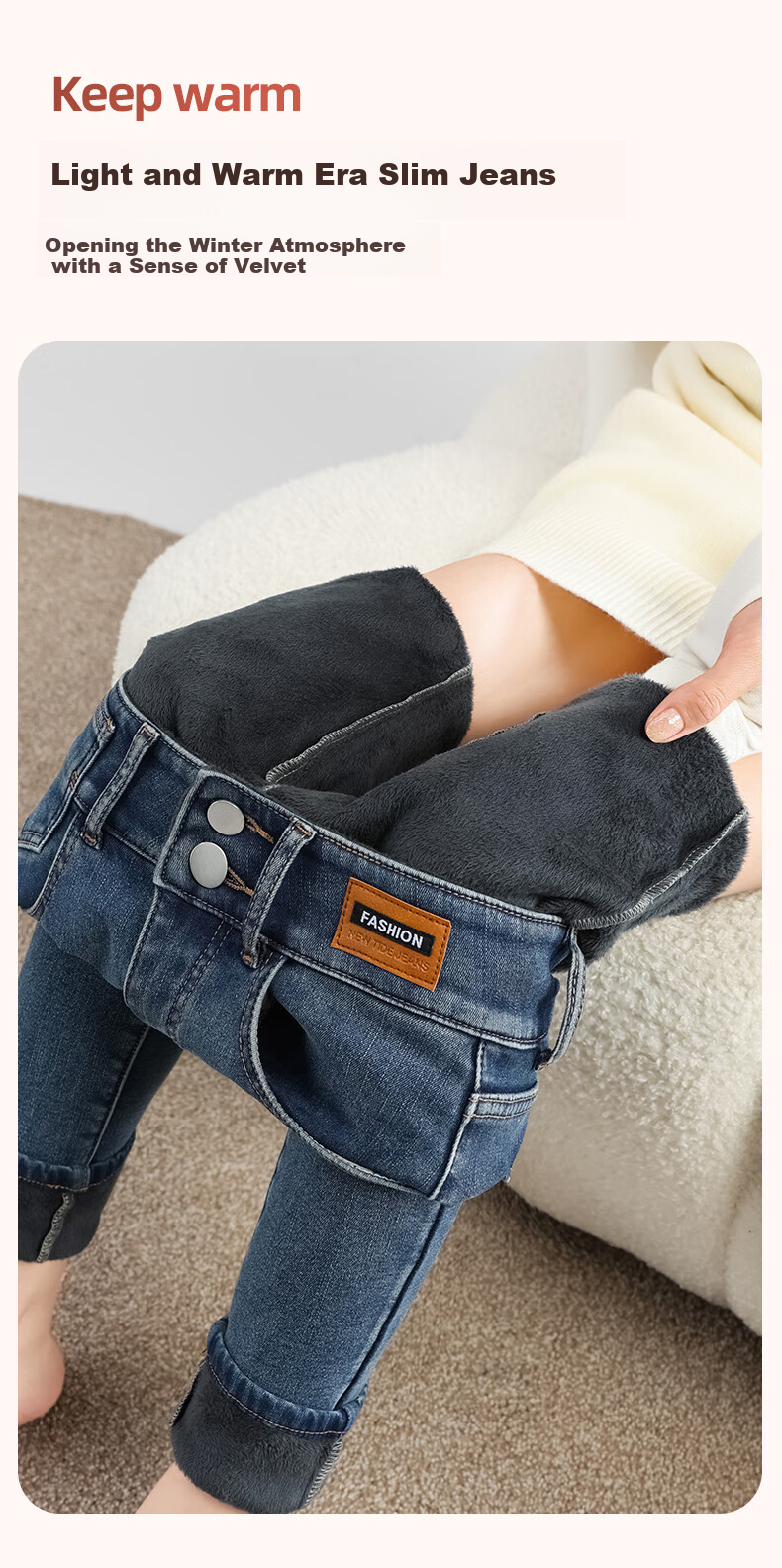 LangSha High-Waisted Jeans with Double Buttons for Women, Spring And Autumn Fashion, Leather Label, Skinny Pants, High Elasticity, Slimming, Fitted Pencil Pants for Wome 3