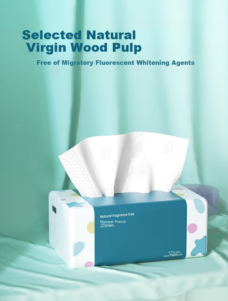 Monvezo Facial Tissues, Large Size 4-Ply 90 Sheets*24 Packs M Size, Thick Large Pack Tissues, Face Towels Boxed Set 6