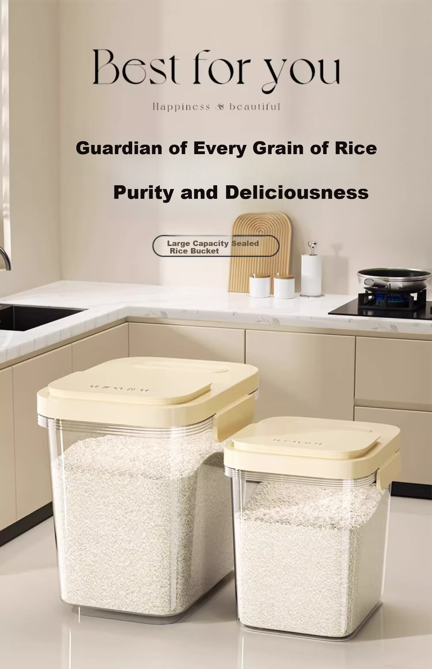 MUYA Rice Container, Household Insect-Proof And Moisture-Proof Sealed Rice Storage Box, Flour Container, Grain Storage Jar, Rice And Cereal Storage Box 2
