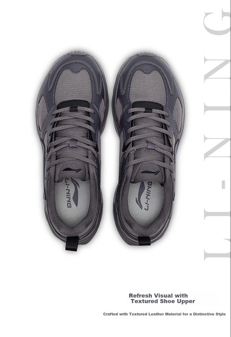 Li-Ning Casual Shoes, Pulse Men's Shoes, 2026 Spring And Summer New Low-Top Dad Shoes for Men, Breathable Mesh, Lightweight, Durable Casual Shoes 1