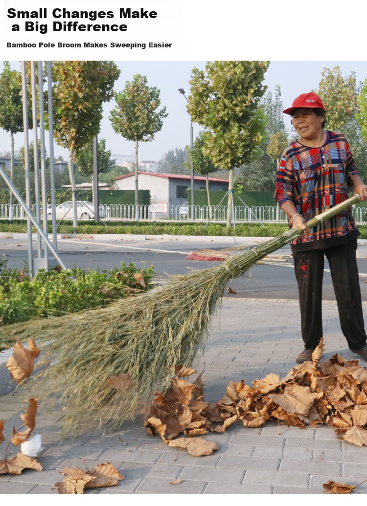 Yaohe Large Traditional Bamboo Broom for Street Sweeping, Courtyard And Outdoor Use, Factory Workshop Special Broom, Integrated Design with Five Pieces Per Set 5