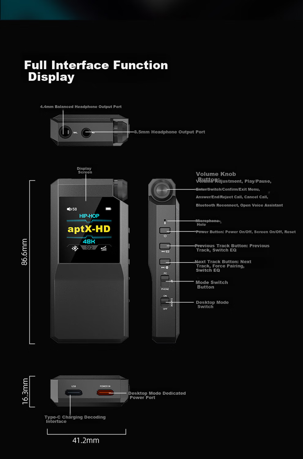 FiiO BTR17 Portable Wireless Bluetooth Earphone Car Phone HiFi Audio Receiver Amplifier with Bluetooth 5.4, Black Decoder 20