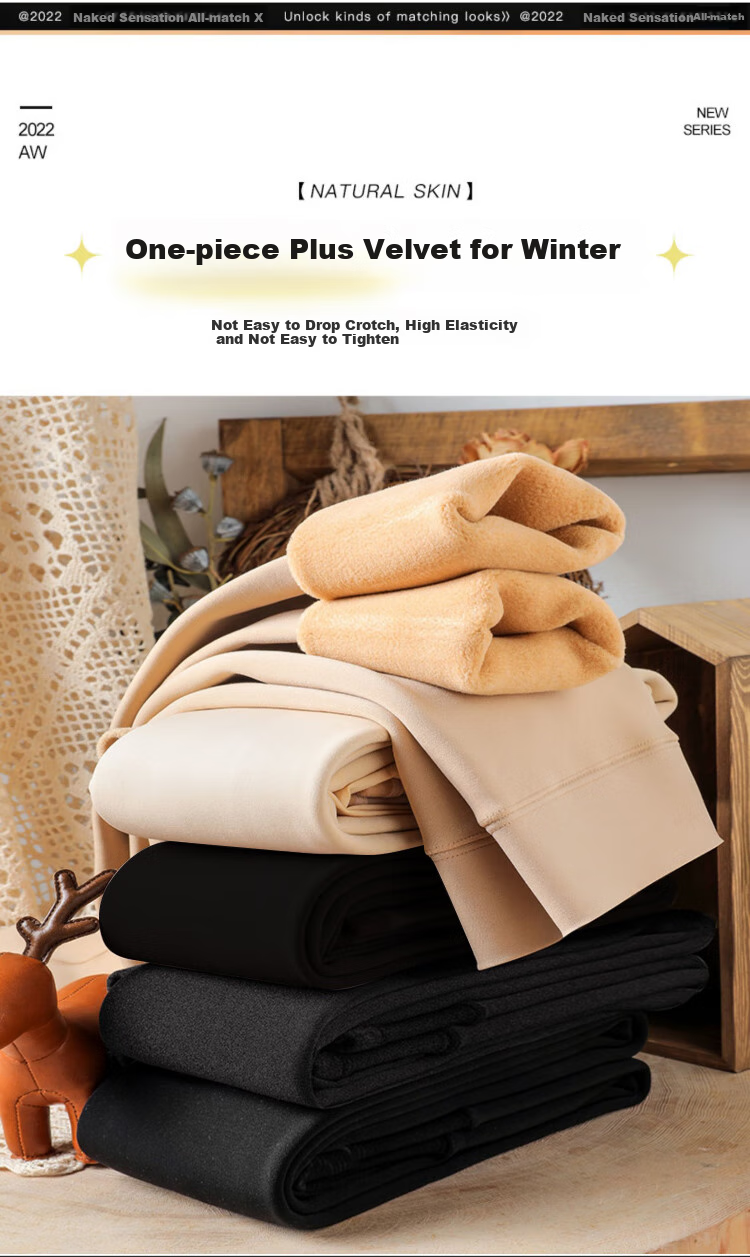 LangSha Women's Leggings for Outdoor Wear, Bare-Leg Effect, Spring Autumn Winter Fleece-Lined Thick Warm Cotton Pants Socks, Two Pairs of Thick Autumn Pants 8