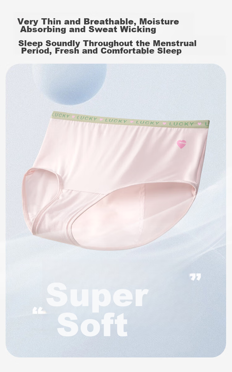 Jiusuiban Girls' Menstrual Underwear, Three-Layer Wide Leak-Proof Panties, Tummy Protection Shorts, Moisture-Wicking A-Class Triangle Briefs 7