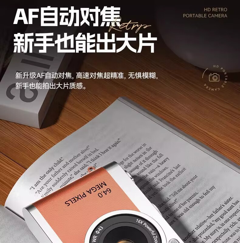 Black Cat Diary DK17 Digital Camera CCD Student Retro Campus Mini Camera Handheld Vlog Entry-Level Shooting Y03 Kids Card Instant Portable Photo Toy Gift Pink 64GB 3