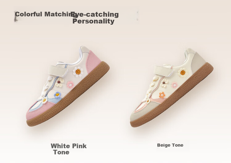 BALABALA Girls' Low-Top Sneakers, Children's Autumn New Style Non-Slip Shoes, Sweet Color-Block Design, Trendy And Cool 7