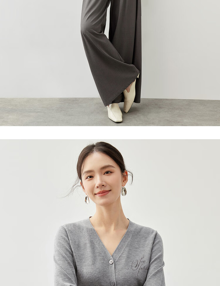 Sentubila Spring Summer Casual V-Neck Cardigan Knitwear Women Simple High-End Top Cardigan Innerwear Light Gray M 15