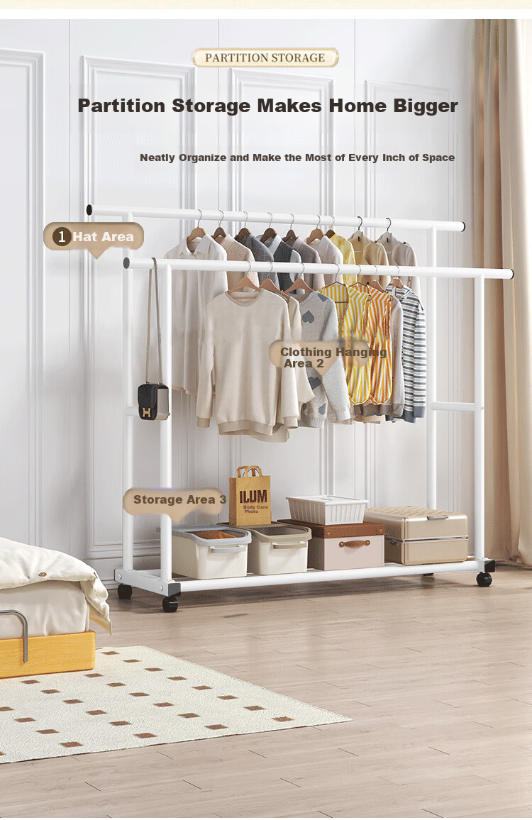 Jingjiayi Floor-Standing Clothes Drying Rack for Balcony, Indoor, Bedroom, Dormitory, Home Use, Simple Shoe And Hat Storage Rack 4