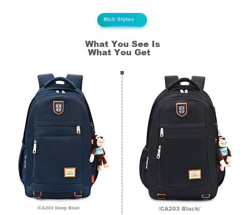 UNIVERSITY OF CAMBRIDGE Large Capacity Middle School Backpack for Boys And Girls, Multifunctional High School Backpack CA203 Black 8