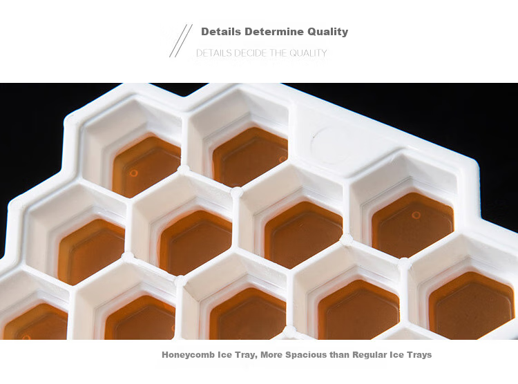 Quanshi Silicone Soft-Bottom Honeycomb Ice Tray, Ice Cube Mold with Lid, DIY 2-Layer 94 Grid 1.7L, Snap-On Lid with Ice Scoop 10