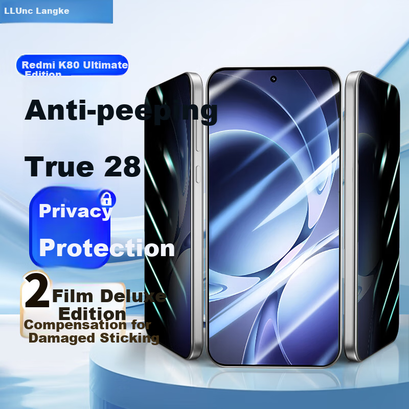 LLUNC [2-Pack] Privacy Screen Protector for Redmi Turbo 5 Max/K80 Pro, Full Coverage Tempered Glass Film, Ultra-Thin Anti-Fingerprint Anti-Peeping Anti-Drop Protective Film for K80 Pro Smartphone