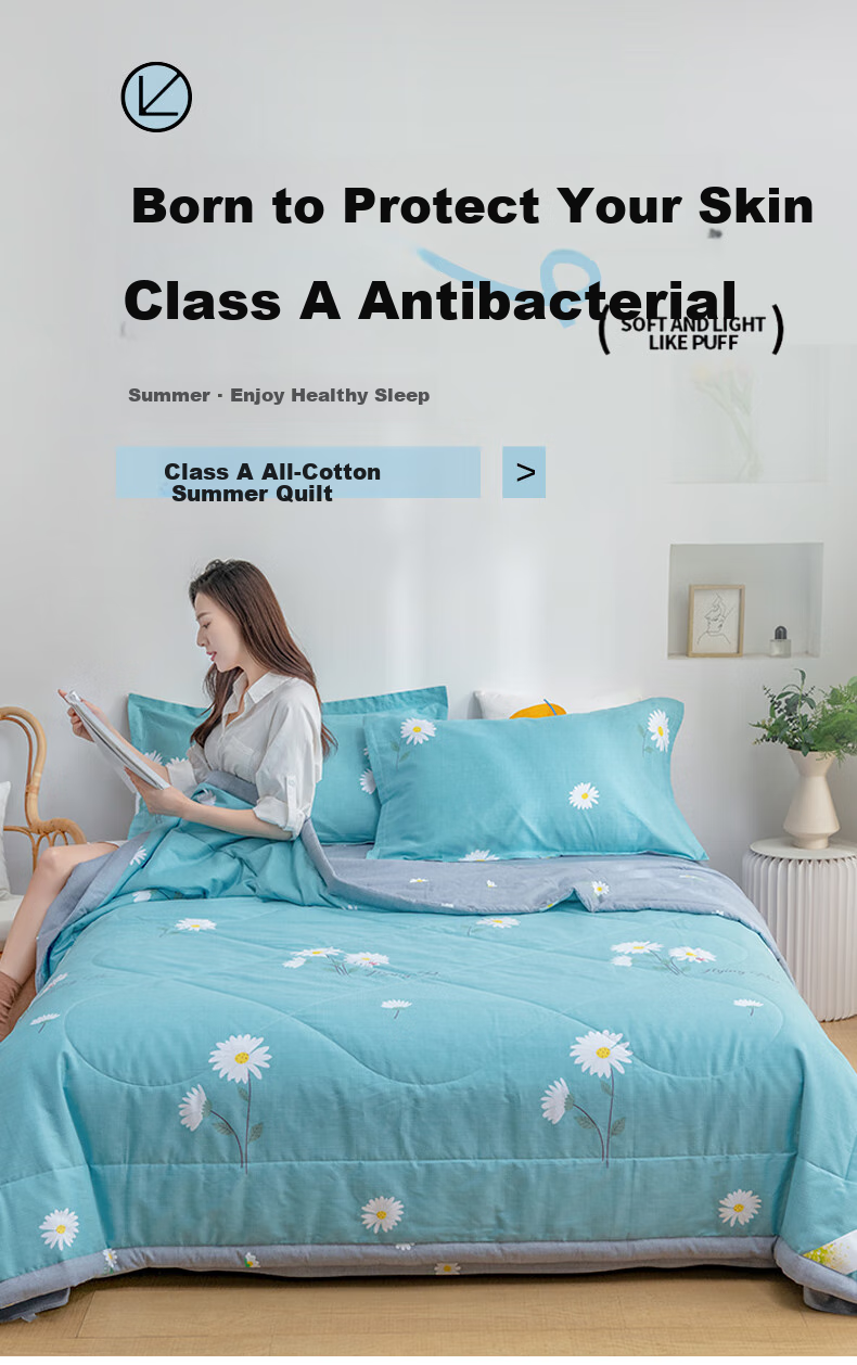 Yunjin Air Conditioning Quilt, 100% Cotton Interior And Exterior, Xinjiang Cotton, Summer Cool Quilt, Thin Blanket, 150x200cm, Lime Mint 1