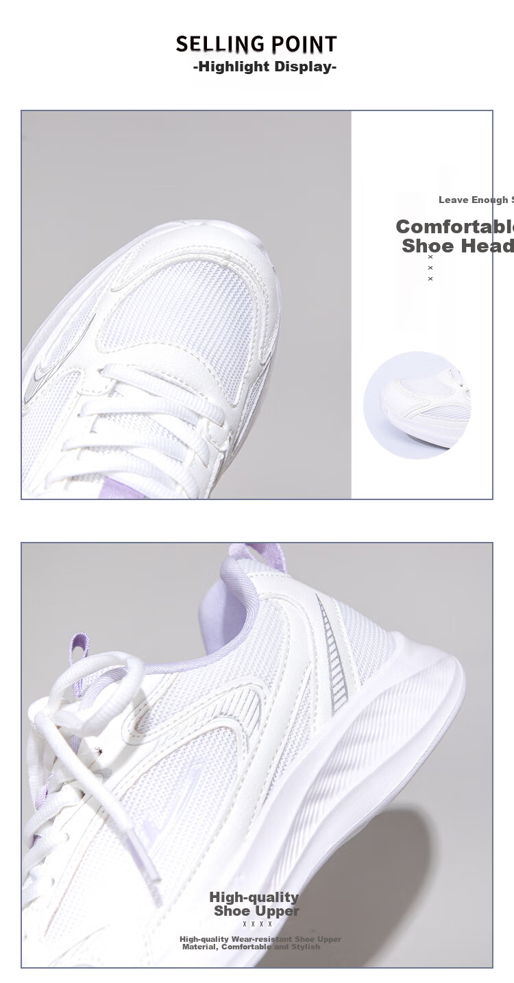 Warrior Women's Shoes, 2026 Fall New Soft-Soled Running Sneakers for Women, White/purple-Single Mesh Style, Size 35 1