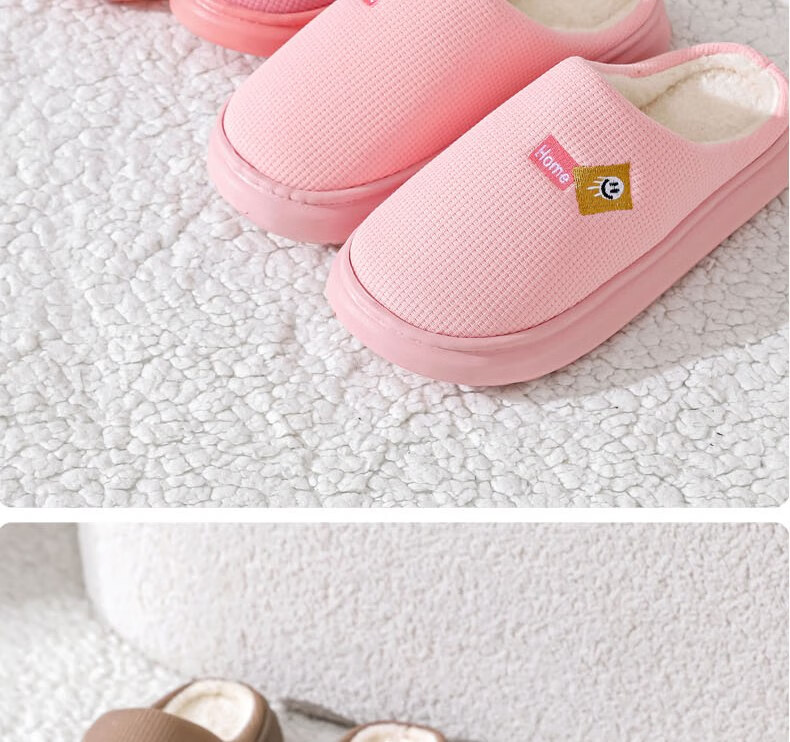 Huamei Jianbu Solid Color Half-Cover Cotton Slippers Unisex Warm Fleece Indoor Outdoor Cotton Slippers HM2506 Red Size 38-39 28