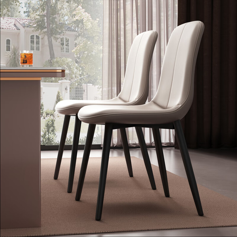 Xiangzhubian Dining Chair Home New Style Stool Backrest Chair Light Luxury Nordic High-end Restaurant Master Chair Off-white