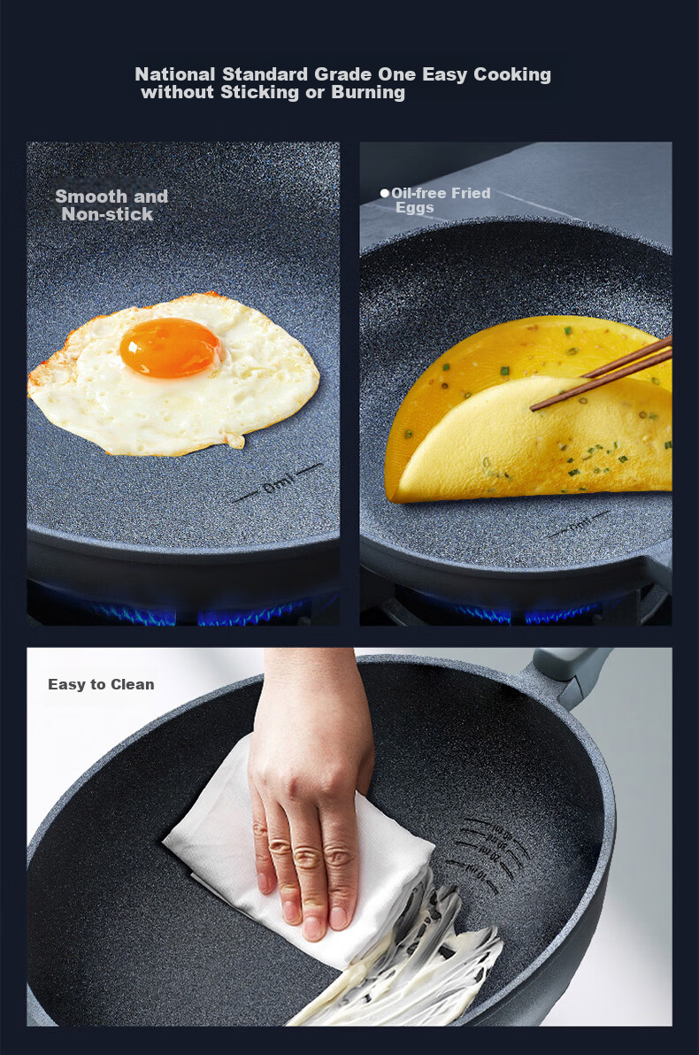 ASD Non-Stick Frying Pan with Blue Diamond Titanium Coating, Magic Stone Non-Stick, Smokeless, 28CM, Compatible with Induction Cookers, F5Q 7