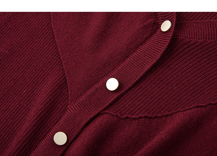 Demana Autumn Elegant Irregular Ruffle V-Neck Knit Sweater with Contrasting Buttons and Wool Blend 4