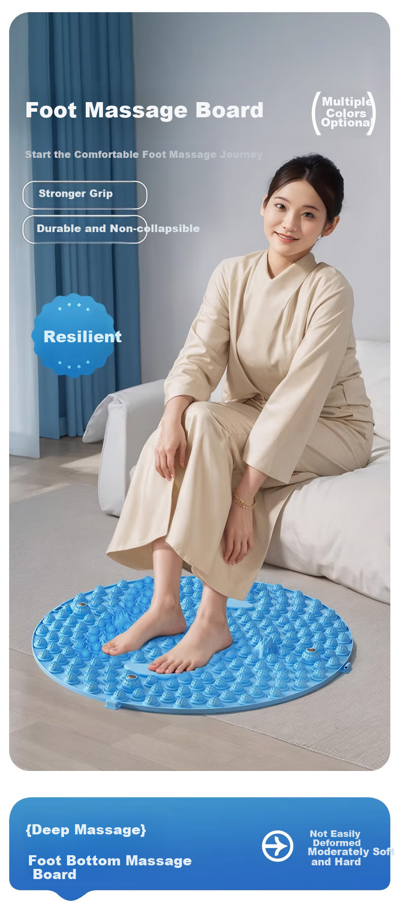Duweike Acupressure Foot Massage Pad, Slow Jogging In-Place Foot Mat, Team Building Game Prop, Blue 1