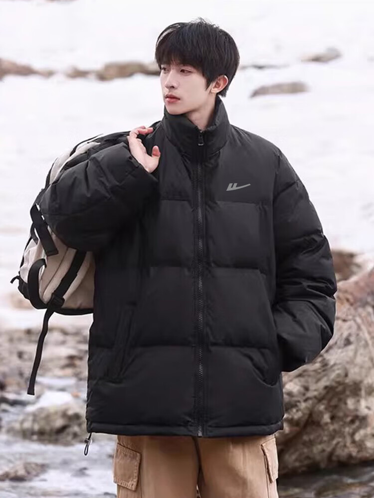 Warrior Men's Cotton Padded Outdoor Stand Collar Windproof and Cold-Resistant Puffer Jacket, Warm Fleece-Lined Thickened Coat for Men 7