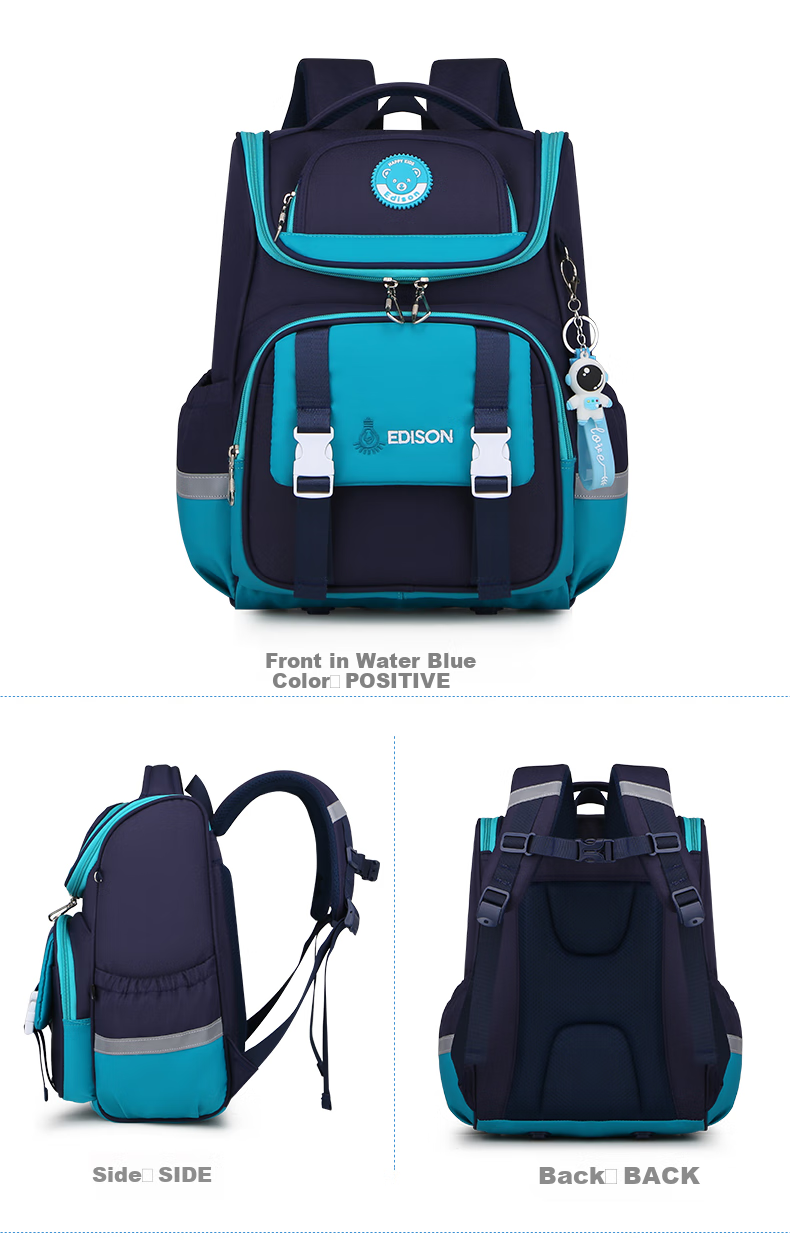 Edison Elementary School Backpack for Girls, Lightweight Spine Protection, Water-Resistant, Anti-Drop, Reflective Children's Backpack 2211-3 Purple 18
