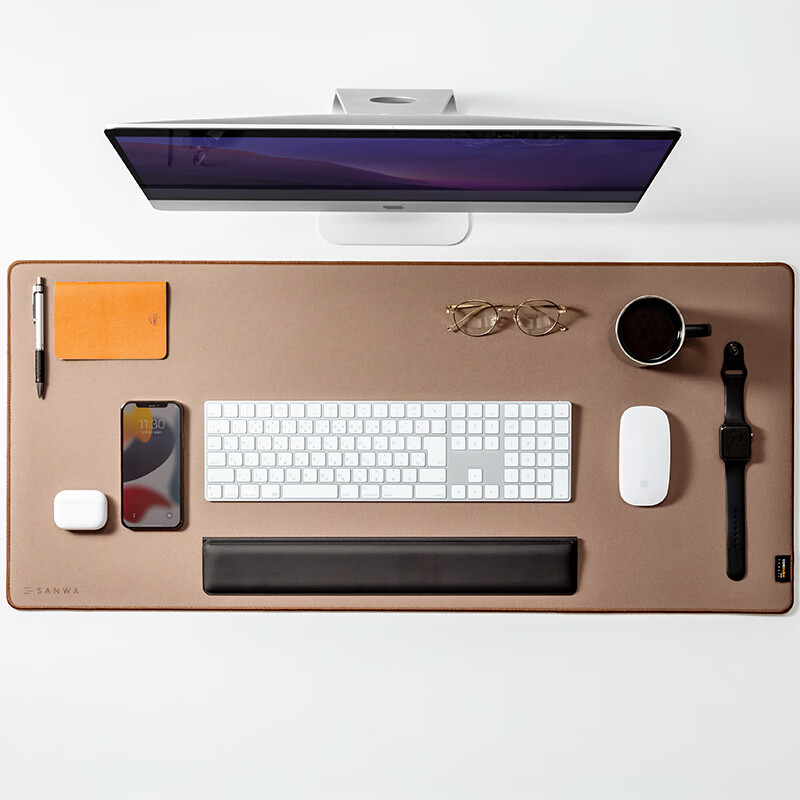 Sanye Large Desk Mat Mouse Pad Cordura Material Water-Resistant Wear-Resistant Non-Slip Base Gaming Office Brown
