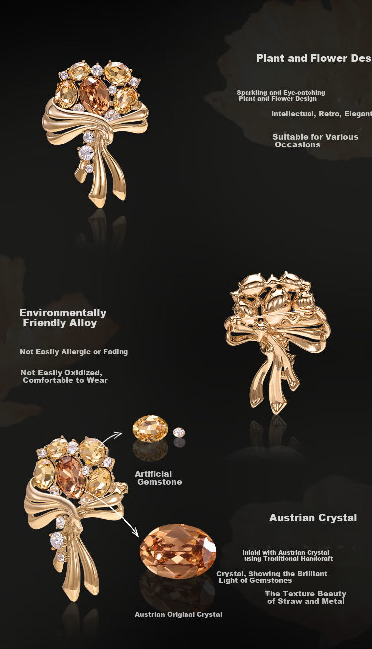 Eternelle French Original Design Austrian Crystal Brooch Elegant Versatile Accessory Corsage 4