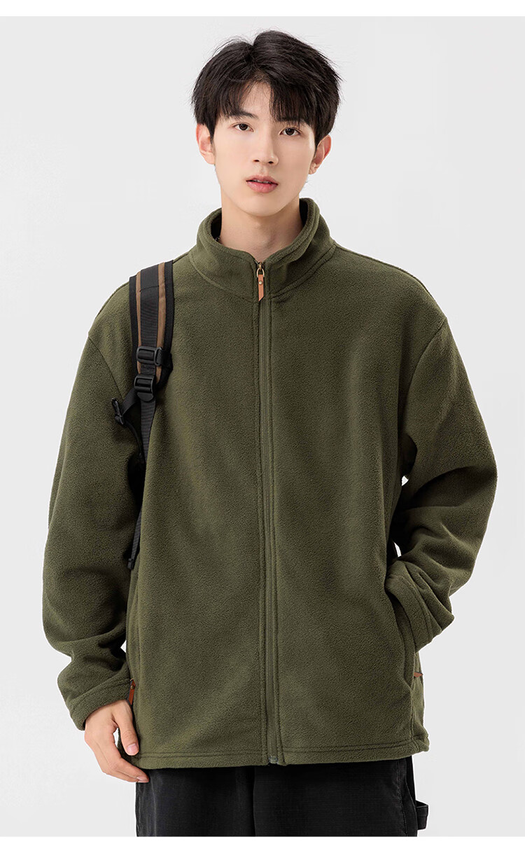 JEEP SPIRIT Men's Fleece Jacket Autumn Winter Casual Outdoor Jacket 2438 Gray M 5